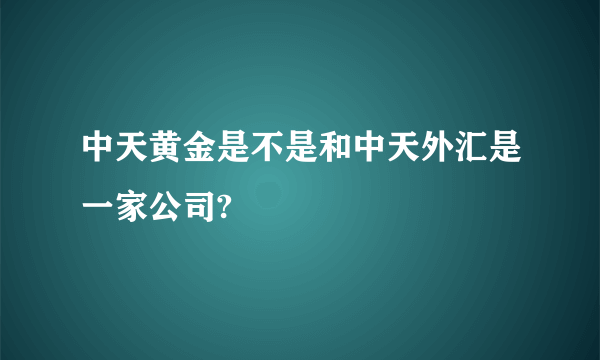 中天黄金是不是和中天外汇是一家公司?