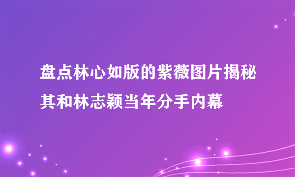 盘点林心如版的紫薇图片揭秘其和林志颖当年分手内幕