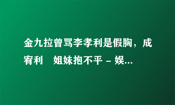 金九拉曾骂李孝利是假胸，成宥利爲姐妹抱不平 - 娱乐新闻 -飞外网