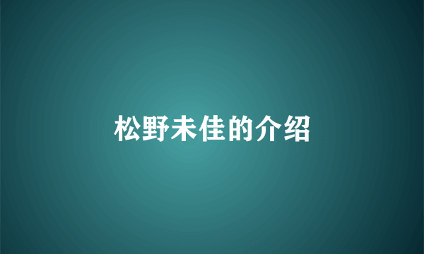 松野未佳的介绍