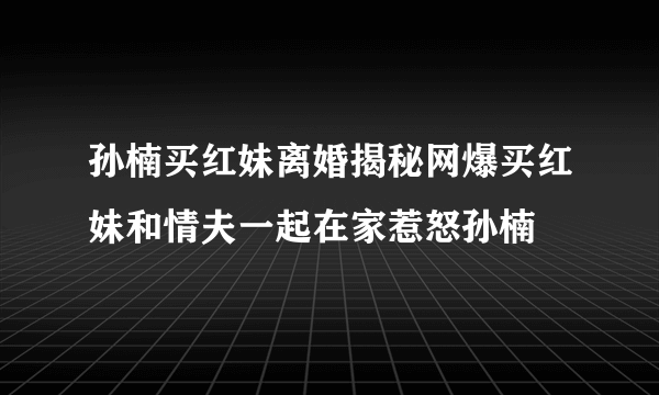 孙楠买红妹离婚揭秘网爆买红妹和情夫一起在家惹怒孙楠