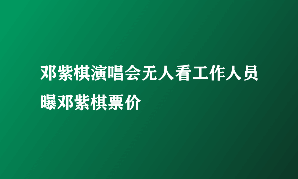 邓紫棋演唱会无人看工作人员曝邓紫棋票价