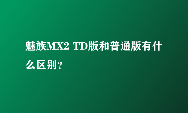 魅族MX2 TD版和普通版有什么区别？