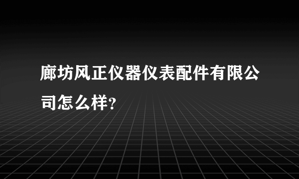 廊坊风正仪器仪表配件有限公司怎么样？