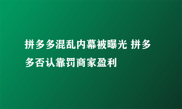 拼多多混乱内幕被曝光 拼多多否认靠罚商家盈利