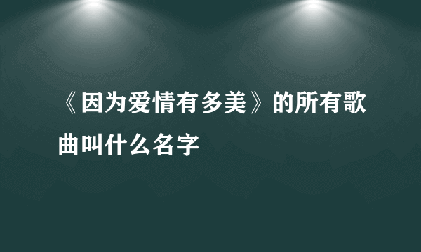 《因为爱情有多美》的所有歌曲叫什么名字