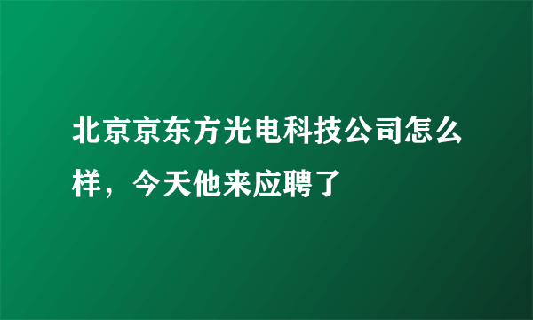 北京京东方光电科技公司怎么样，今天他来应聘了