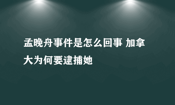 孟晚舟事件是怎么回事 加拿大为何要逮捕她