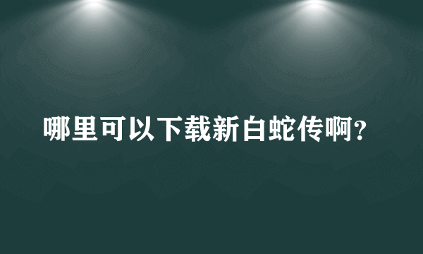 哪里可以下载新白蛇传啊？