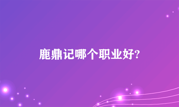 鹿鼎记哪个职业好?