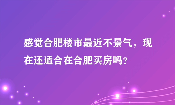 感觉合肥楼市最近不景气，现在还适合在合肥买房吗？