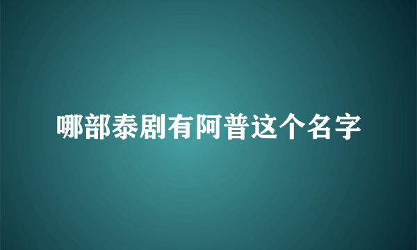 哪部泰剧有阿普这个名字