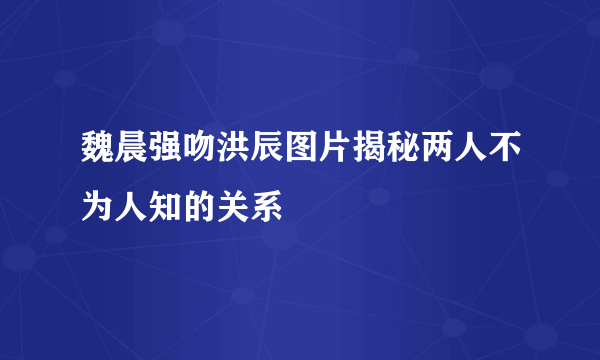 魏晨强吻洪辰图片揭秘两人不为人知的关系