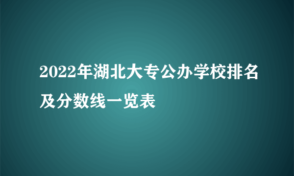 2022年湖北大专公办学校排名及分数线一览表