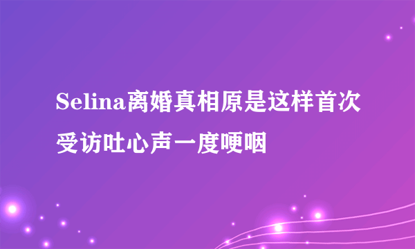 Selina离婚真相原是这样首次受访吐心声一度哽咽