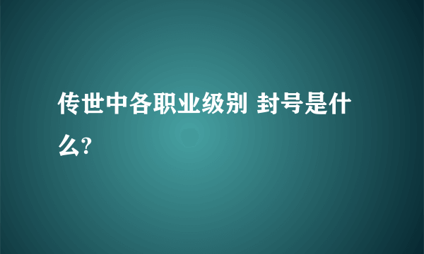 传世中各职业级别 封号是什么?