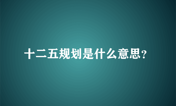 十二五规划是什么意思？