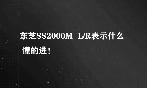 东芝SS2000M  L/R表示什么  懂的进！