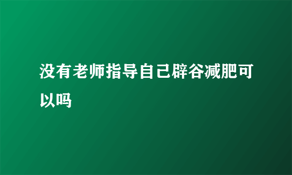 没有老师指导自己辟谷减肥可以吗