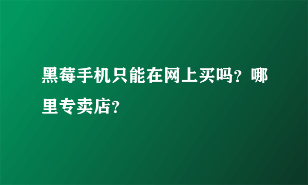 黑莓手机只能在网上买吗？哪里专卖店？