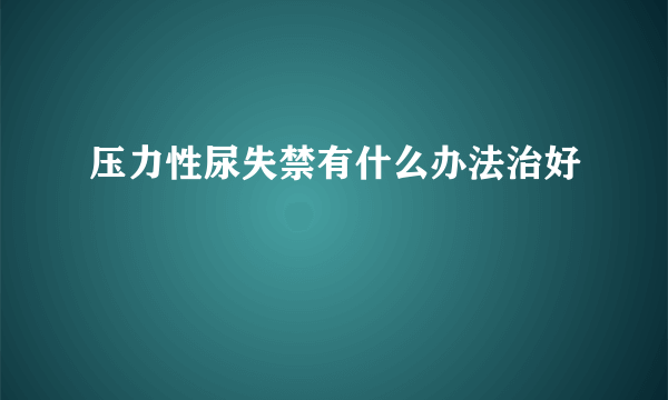 压力性尿失禁有什么办法治好