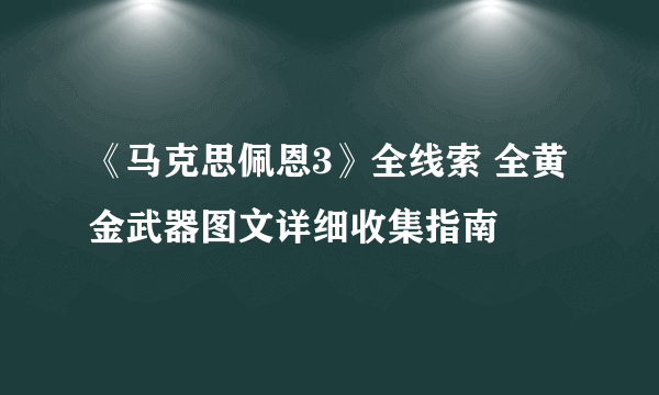 《马克思佩恩3》全线索 全黄金武器图文详细收集指南