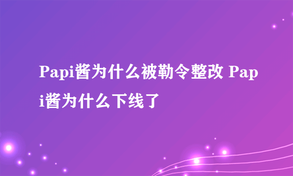 Papi酱为什么被勒令整改 Papi酱为什么下线了