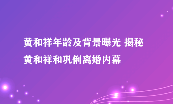 黄和祥年龄及背景曝光 揭秘黄和祥和巩俐离婚内幕