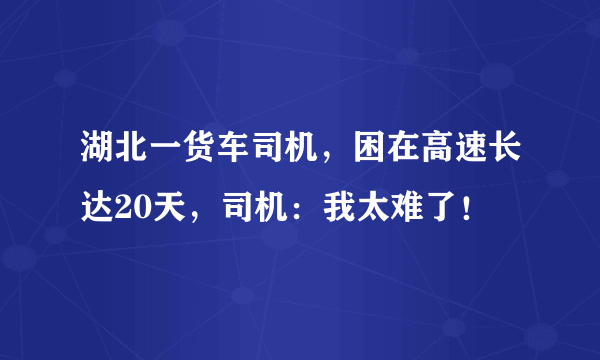 湖北一货车司机，困在高速长达20天，司机：我太难了！