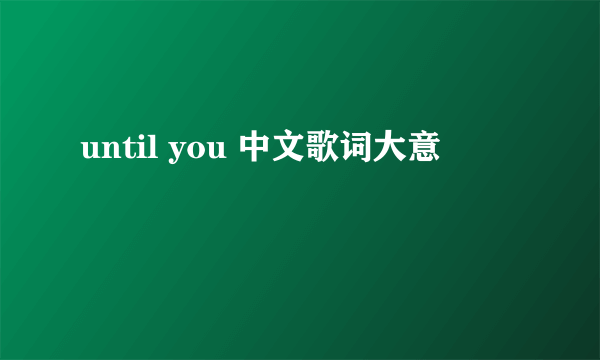 until you 中文歌词大意