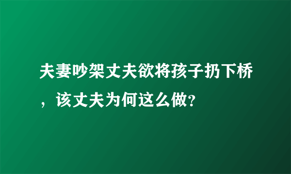 夫妻吵架丈夫欲将孩子扔下桥，该丈夫为何这么做？