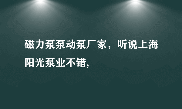 磁力泵泵动泵厂家，听说上海阳光泵业不错,