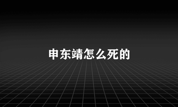 申东靖怎么死的