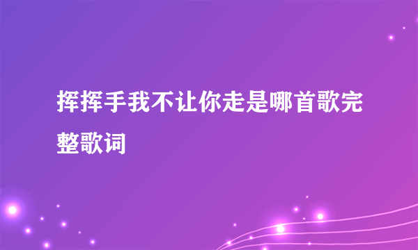 挥挥手我不让你走是哪首歌完整歌词