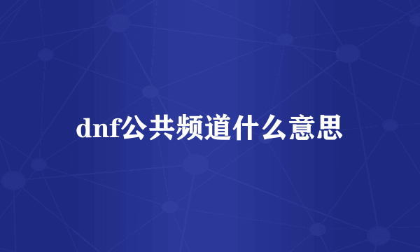 dnf公共频道什么意思