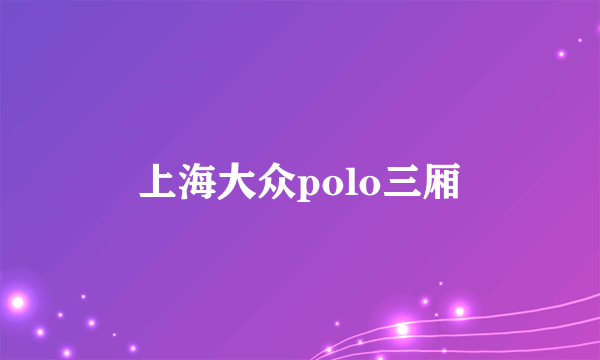 上海大众polo三厢