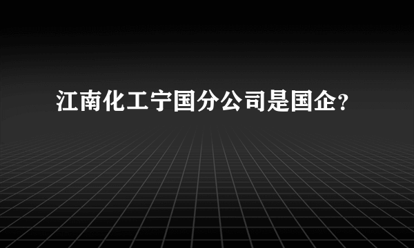 江南化工宁国分公司是国企？