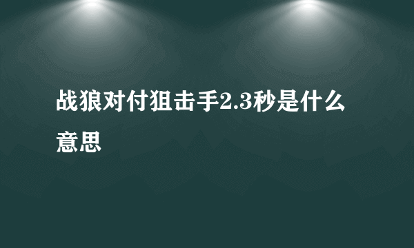 战狼对付狙击手2.3秒是什么意思