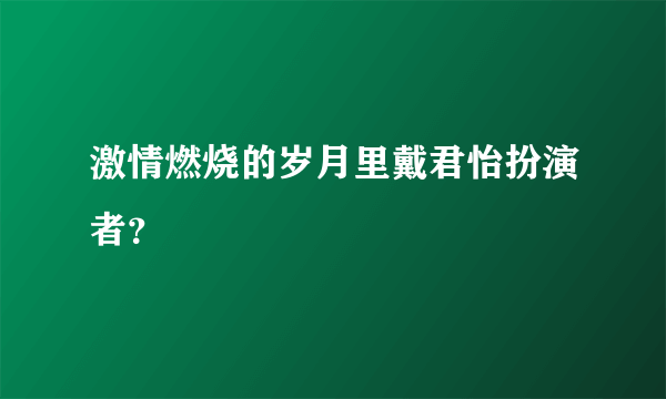 激情燃烧的岁月里戴君怡扮演者？