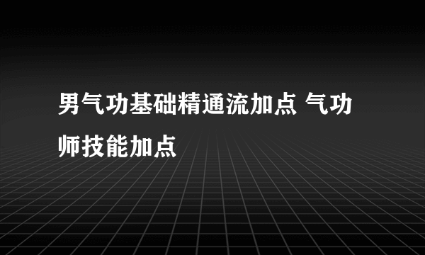 男气功基础精通流加点 气功师技能加点