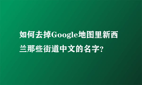 如何去掉Google地图里新西兰那些街道中文的名字？