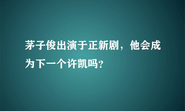 茅子俊出演于正新剧，他会成为下一个许凯吗？