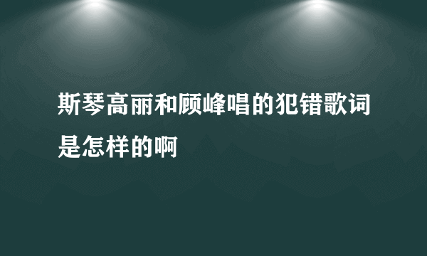 斯琴高丽和顾峰唱的犯错歌词是怎样的啊