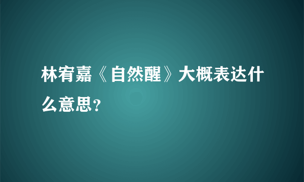 林宥嘉《自然醒》大概表达什么意思？