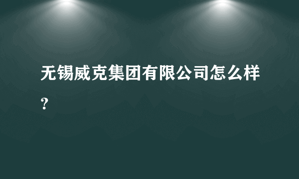 无锡威克集团有限公司怎么样？