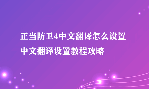 正当防卫4中文翻译怎么设置 中文翻译设置教程攻略