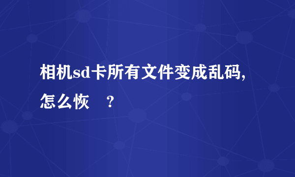 相机sd卡所有文件变成乱码,怎么恢復?