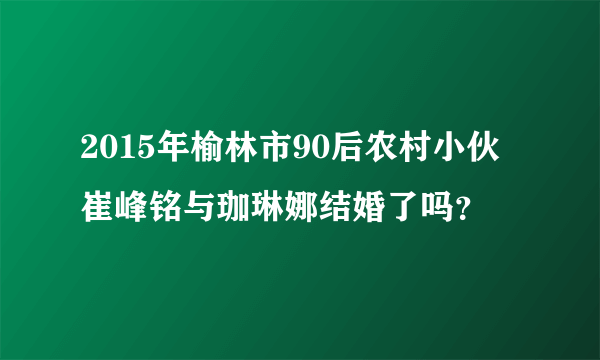 2015年榆林市90后农村小伙崔峰铭与珈琳娜结婚了吗？