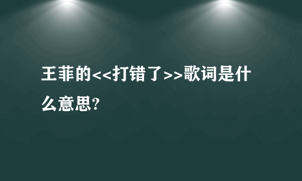 王菲的<<打错了>>歌词是什么意思?