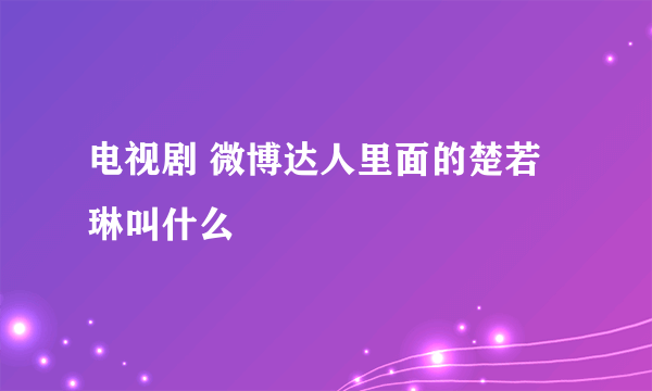 电视剧 微博达人里面的楚若琳叫什么